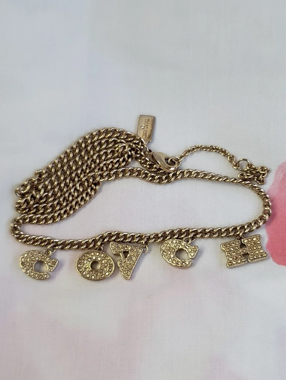 Coach Gold-Tone Logo Charm Chain Necklace